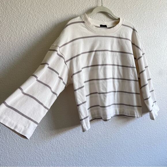 ATM Anthony Thomas Melillo Plaited Jersey Stripe Sweatshirt - Chalk Smoke White - Picture 5 of 16